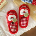 XIXITIAO Women's Plaid Apple Slippers - Korean\u002F Style Cute Green Gingham & Red Checkered House with Sole