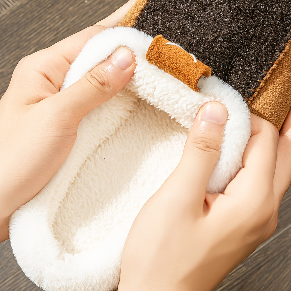 CYFMYD Men'S Slip-On House Shoes - Winter Warmth Slippers with Non-Slip TPR Sole