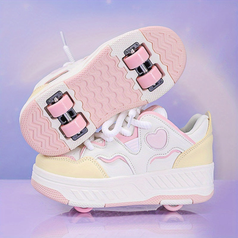 Fashionable And Versatile Breathable Lace-Up Skate Shoes for, Featuring a Sweet Heart Design