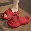 Women's Cute Bunny Slip-On Slippers - Red EVA All-Season Indoor