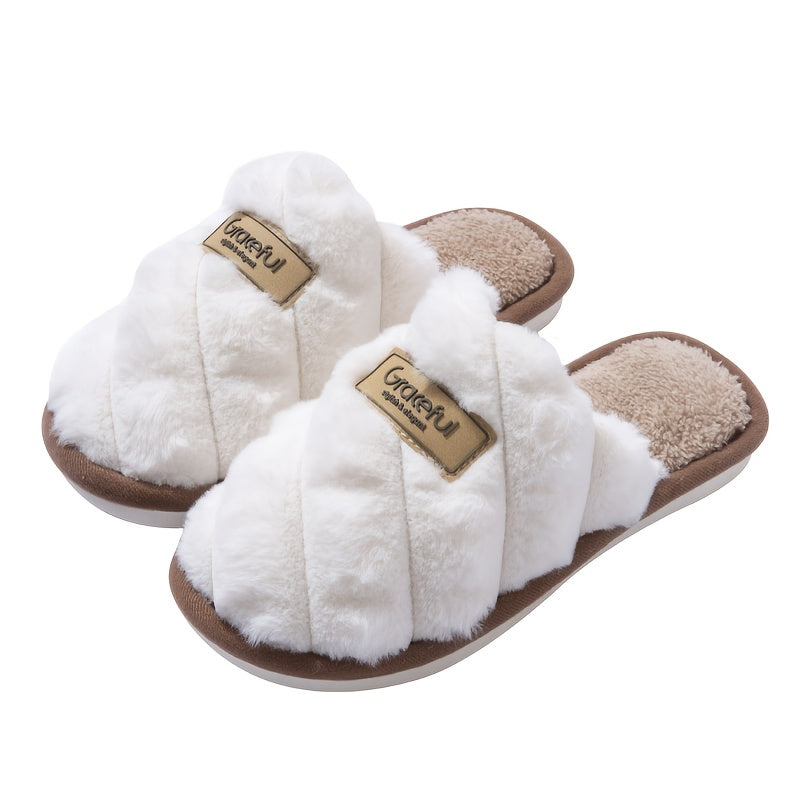 Plaid Winter Slippers Plaid Winter Slippers | Cozy, Non-Slip PVC Sole & Plush Trim - Grey