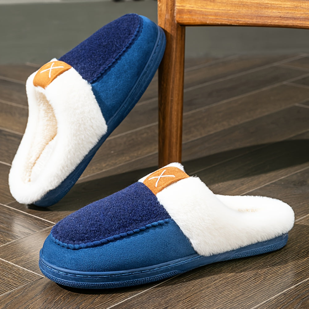 CYFMYD Men'S Slip-On House Shoes - Winter Warmth Slippers with Non-Slip TPR Sole