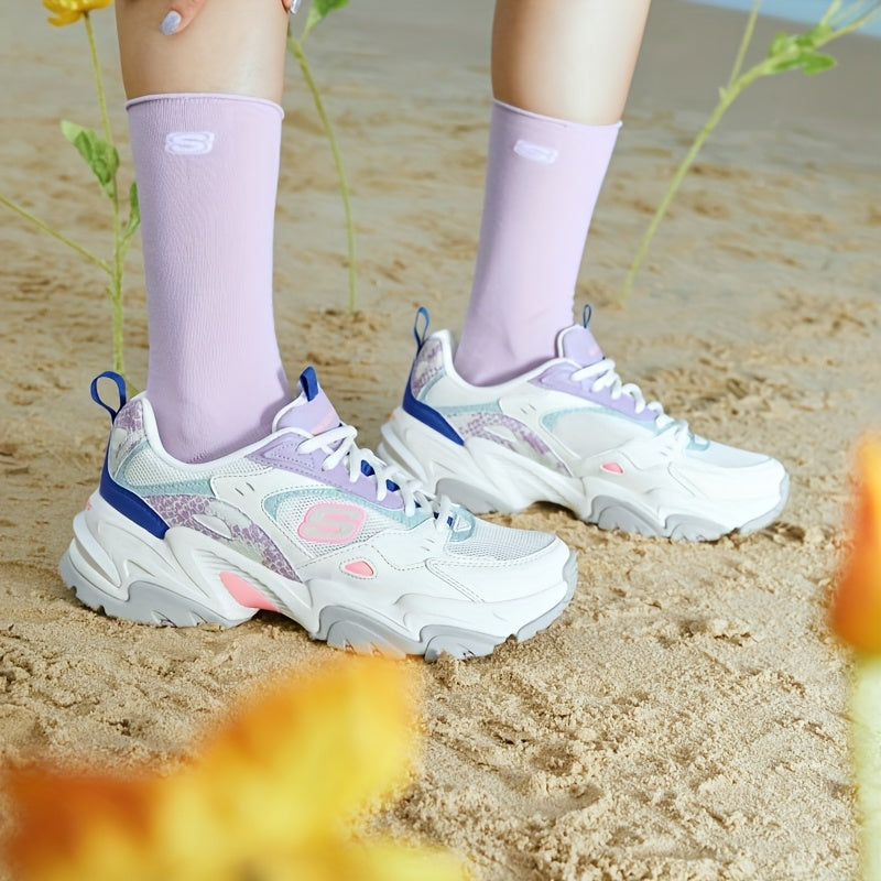 Skechers Women'S Casual Sneakers - Breathable Mesh & Synthetic Low-Top Lace-Up Shoes with Thick Cushioned EVA