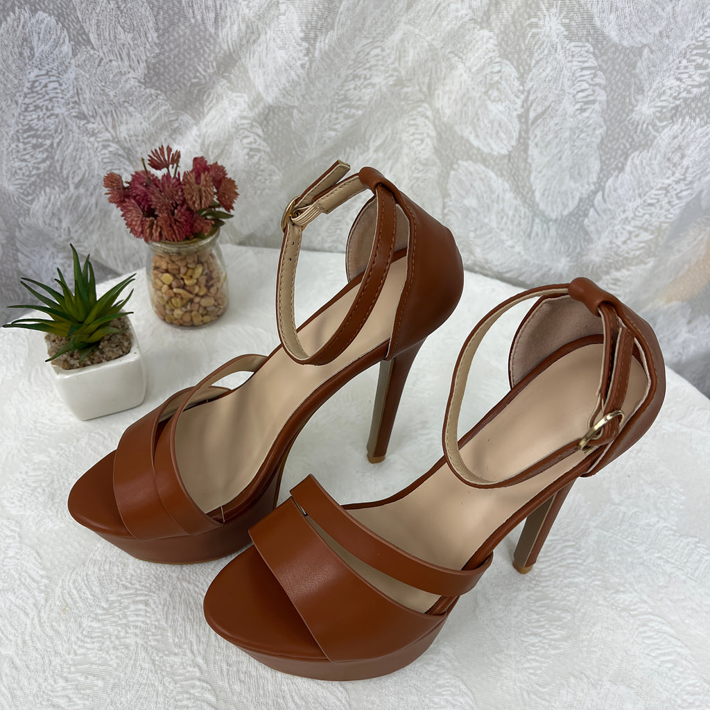 Women's High-Heeled Stiletto Sandals - Pointed Toe Mary Jane Style with Buckle Closure