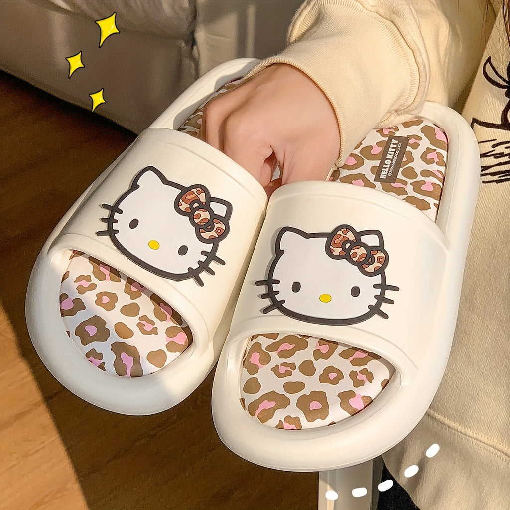 Hello Kitty Slippers Sanrio Hello Kitty Leopard Print Slippers | Cute Cartoon Design, EVA Material