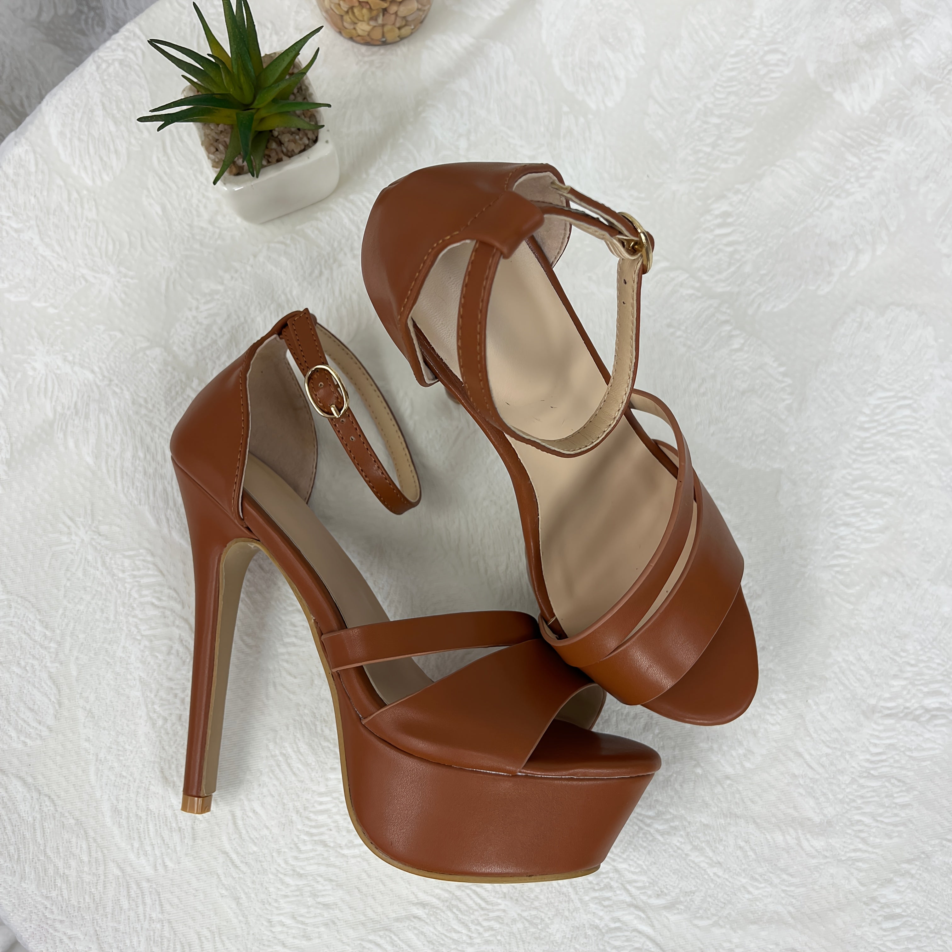 Women's High-Heeled Stiletto Sandals - Pointed Toe Mary Jane Style with Buckle Closure