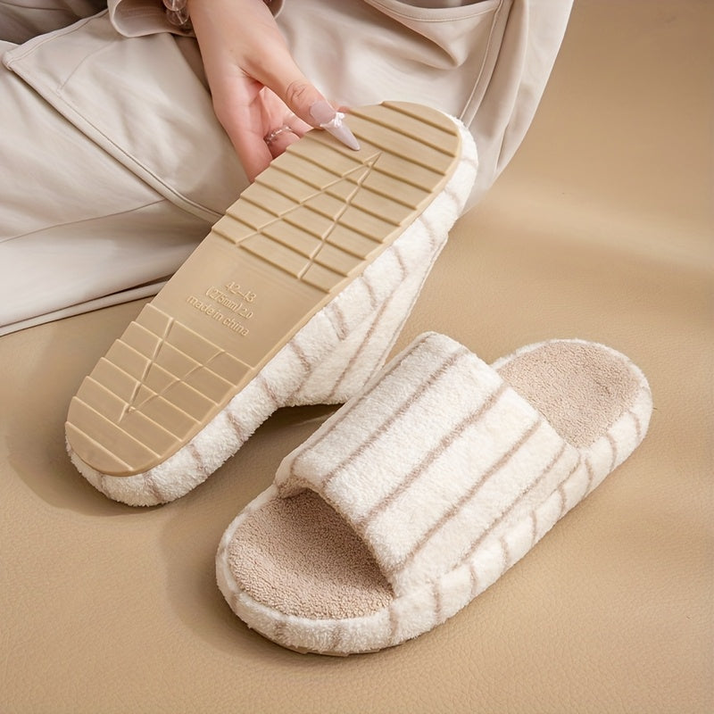 Men'S Japanese-Inspired Quiet Open-Toe Slippers - Soft Thick Sole, Non-Slip