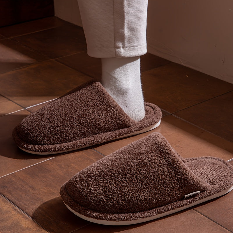 ECAC Unisex Winter Slippers - Non-Slip Indoor House Shoes with Plush Lining, Slip-On Open-Foot Design