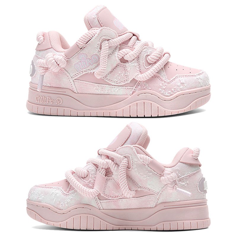 Unisex Cartoon Pattern Skateboarding Shoes, Low Top Lace-Up Sneakers, with Synthetic Upper, Fabric Inner