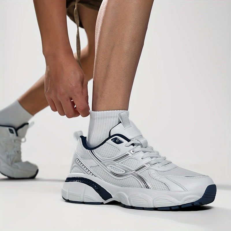 2025 Casual Sports Shoes - Breathable Mesh + PU Splicing Sneakers, Suitable for Men