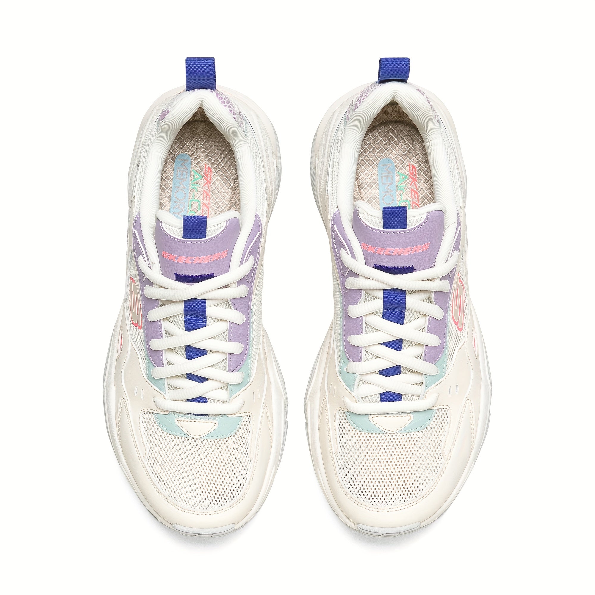 Skechers Women'S Casual Sneakers - Breathable Mesh & Synthetic Low-Top Lace-Up Shoes with Thick Cushioned EVA