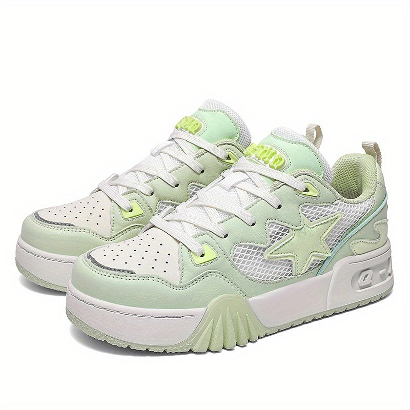 Q-AND Retro Skate Sneakers - Low-Top Lace-Up Casual Shoes with Thick Rubber Sole