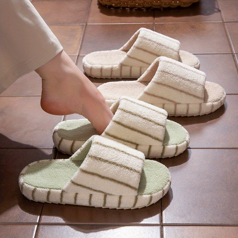 Men'S Japanese-Inspired Quiet Open-Toe Slippers - Soft Thick Sole, Non-Slip