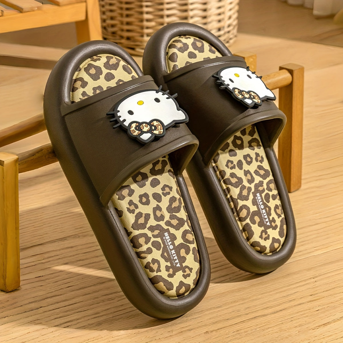 Hello Kitty Slippers Sanrio Hello Kitty Leopard Print Slippers | Cute Cartoon Design, EVA Material