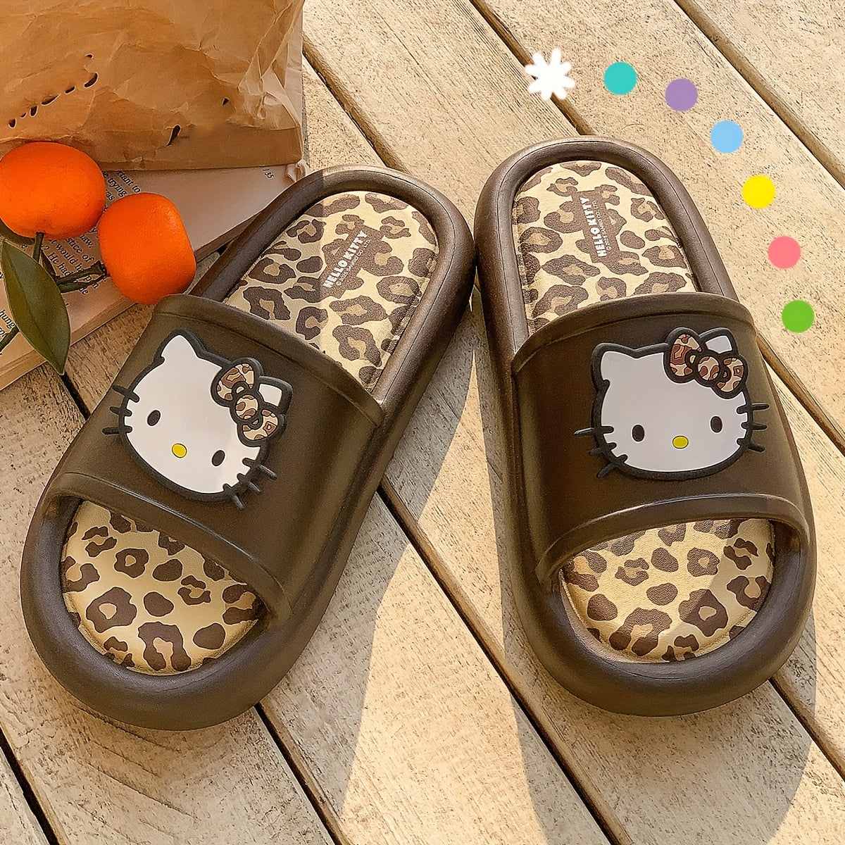 Hello Kitty Slippers Sanrio Hello Kitty Leopard Print Slippers | Cute Cartoon Design, EVA Material