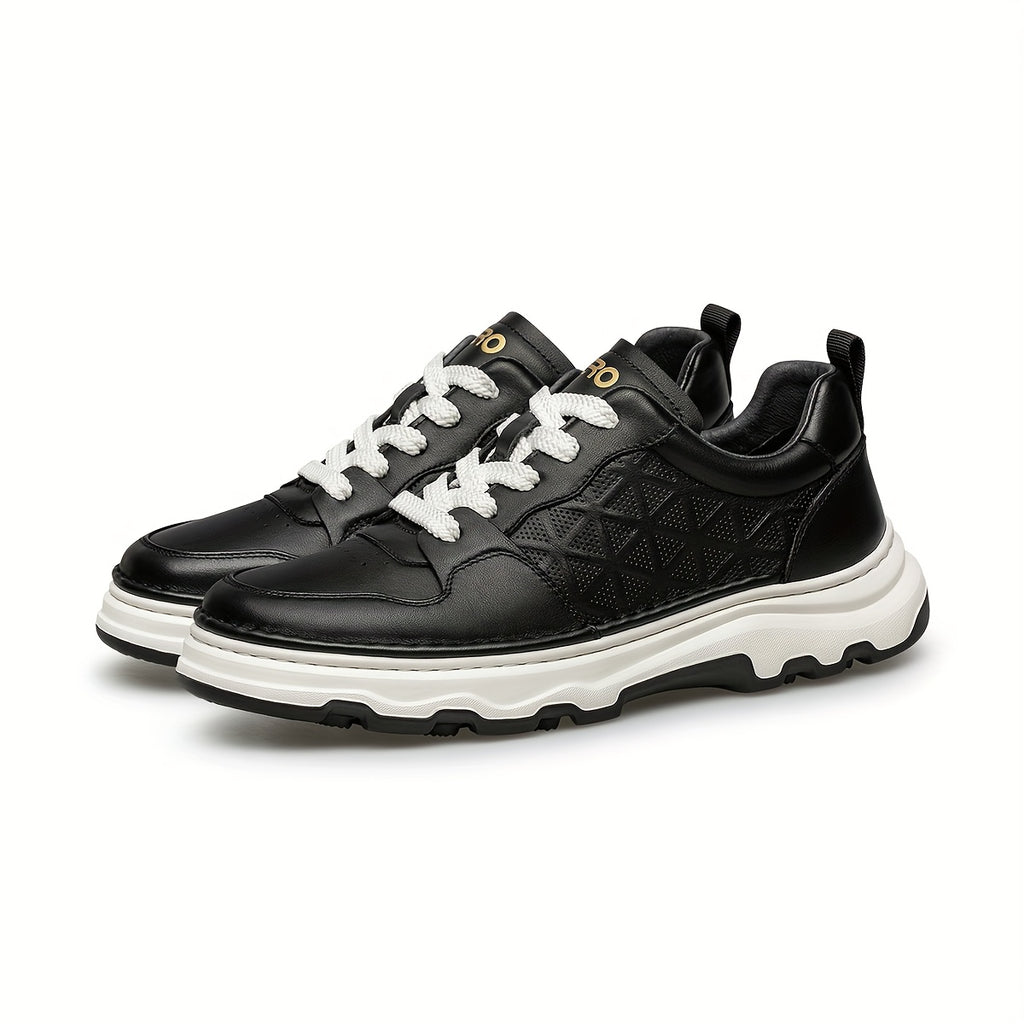 ZRO Men's Genuine Leather Low-Top Sneakers - Full-Grain Cowhide Upper