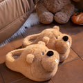 ECAC Cozy Fleece Slippers - Cute Cartoon Bear Design, Soft & Warm Indoor Shoes for Men & Women