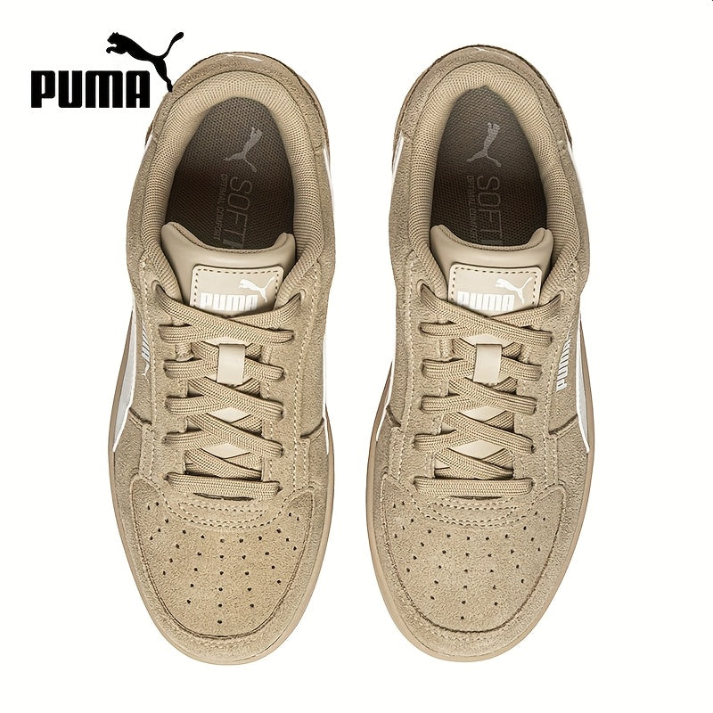 PUMA Unisex Casual Sneakers - Beige & White Low-Top Lace-Up Shoes with Durable Rubber Sole