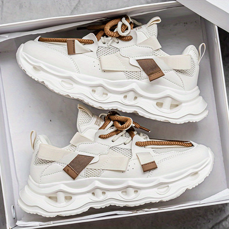 Men's & Women's Low-Top Sneakers - Cushioned Rubber Sole, Lace-Up Closure, Breathable Sneakers for Gym