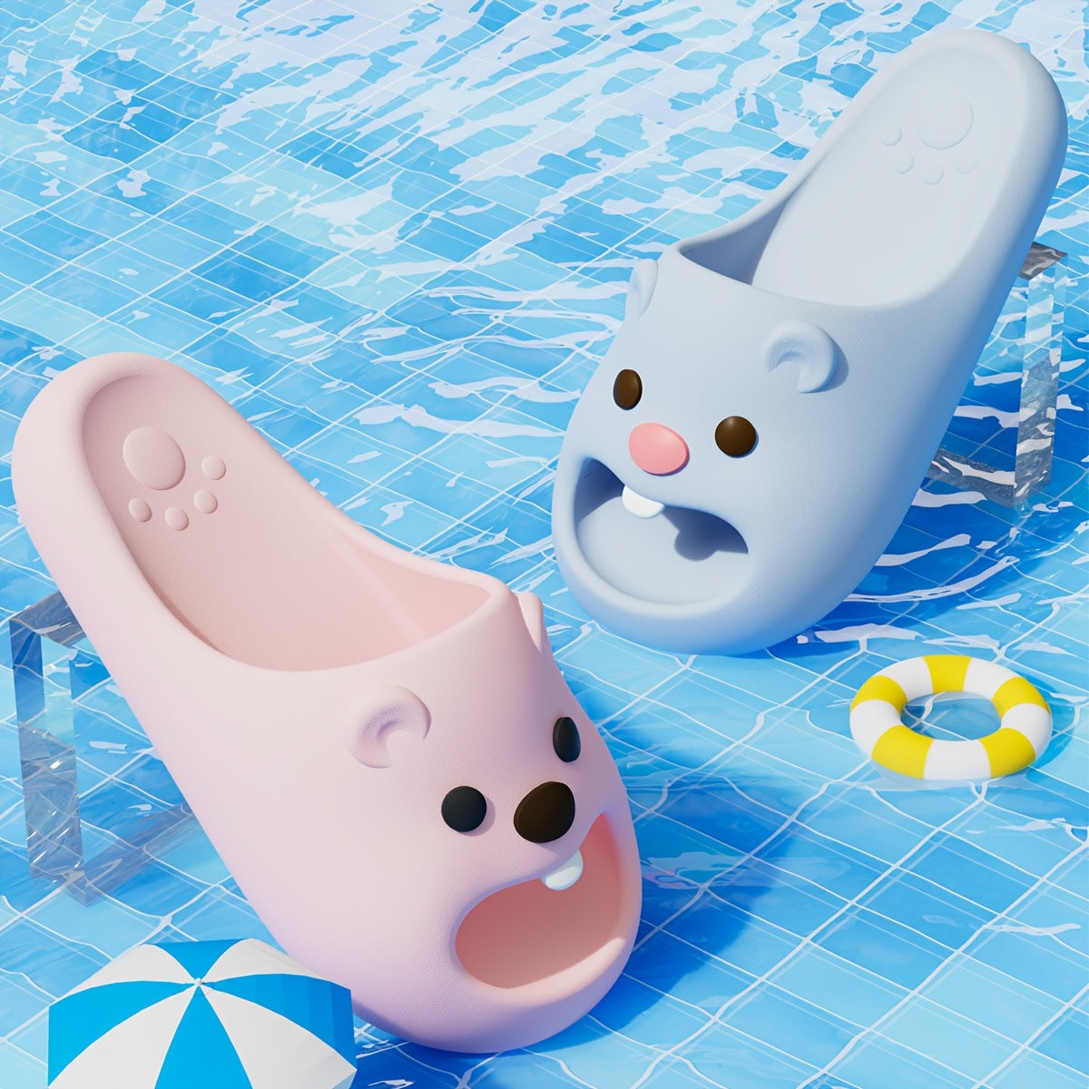 Graceful Little Beaver Cartoon Slippers, Indoor\u002FOutdoor Spring and Summer, Cool, Fashionable, Simple