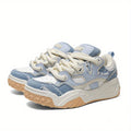 Men'S & Women'S Low-Top Skate Sneakers - Light Blue & White Breathable Fabric\u002FSynthetic Upper