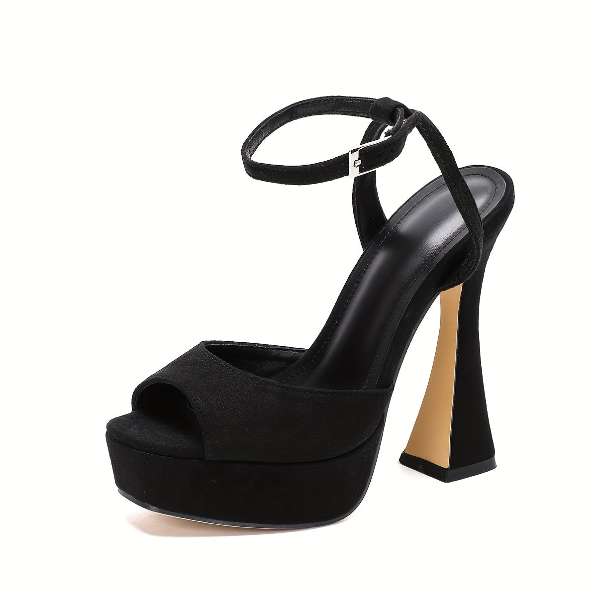 Black Thick-soled Heels Comfortable and Fashionable Black Thick-soled Wedge Heels