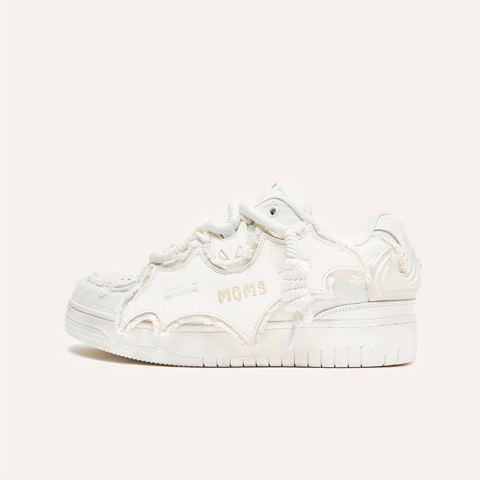 MQMS White Knight Low-Top Sneakers - Unisex Streetwear Slip-Resistant Rubber Sole