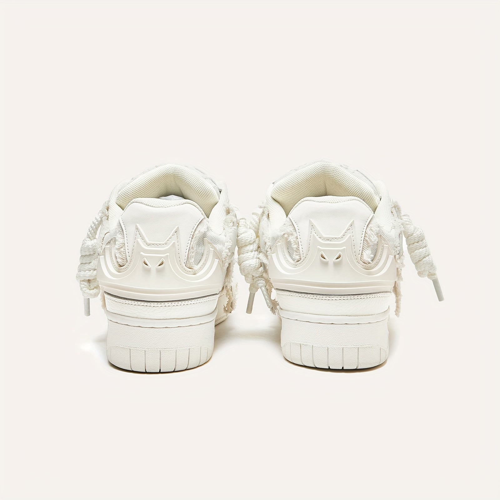 MQMS White Knight Low-Top Sneakers - Unisex Streetwear Slip-Resistant Rubber Sole