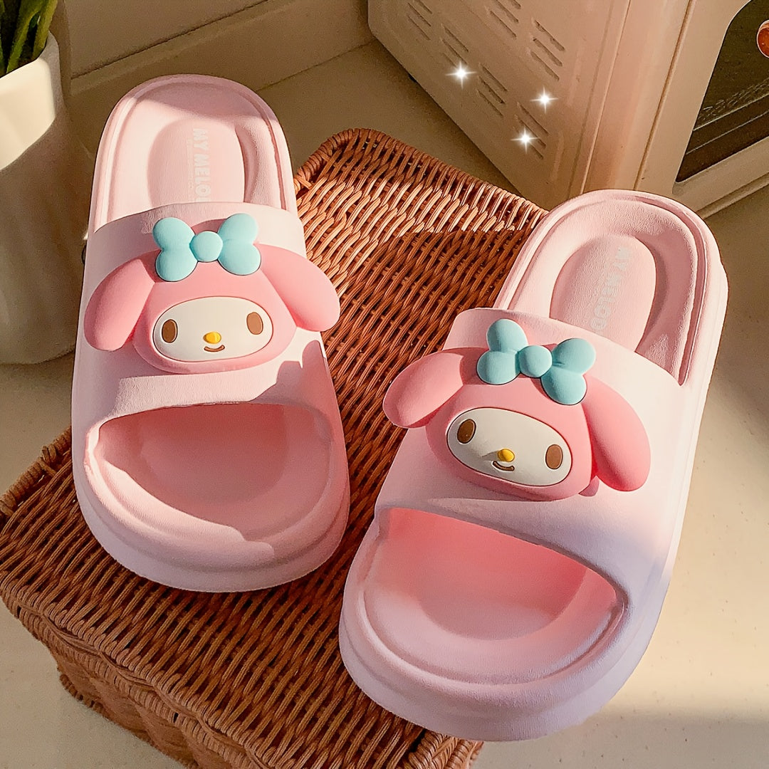 Sanrio Kuromi My Melody Little Twin Stars Slippers - Cute Anime Character House Shoes with Heart & Bow Patterns
