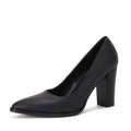Elegant Women's Pointed Toe Slip-On Pumps - Chunky Block Heels, Faux Cover Dress Shoes for Party & Wedding