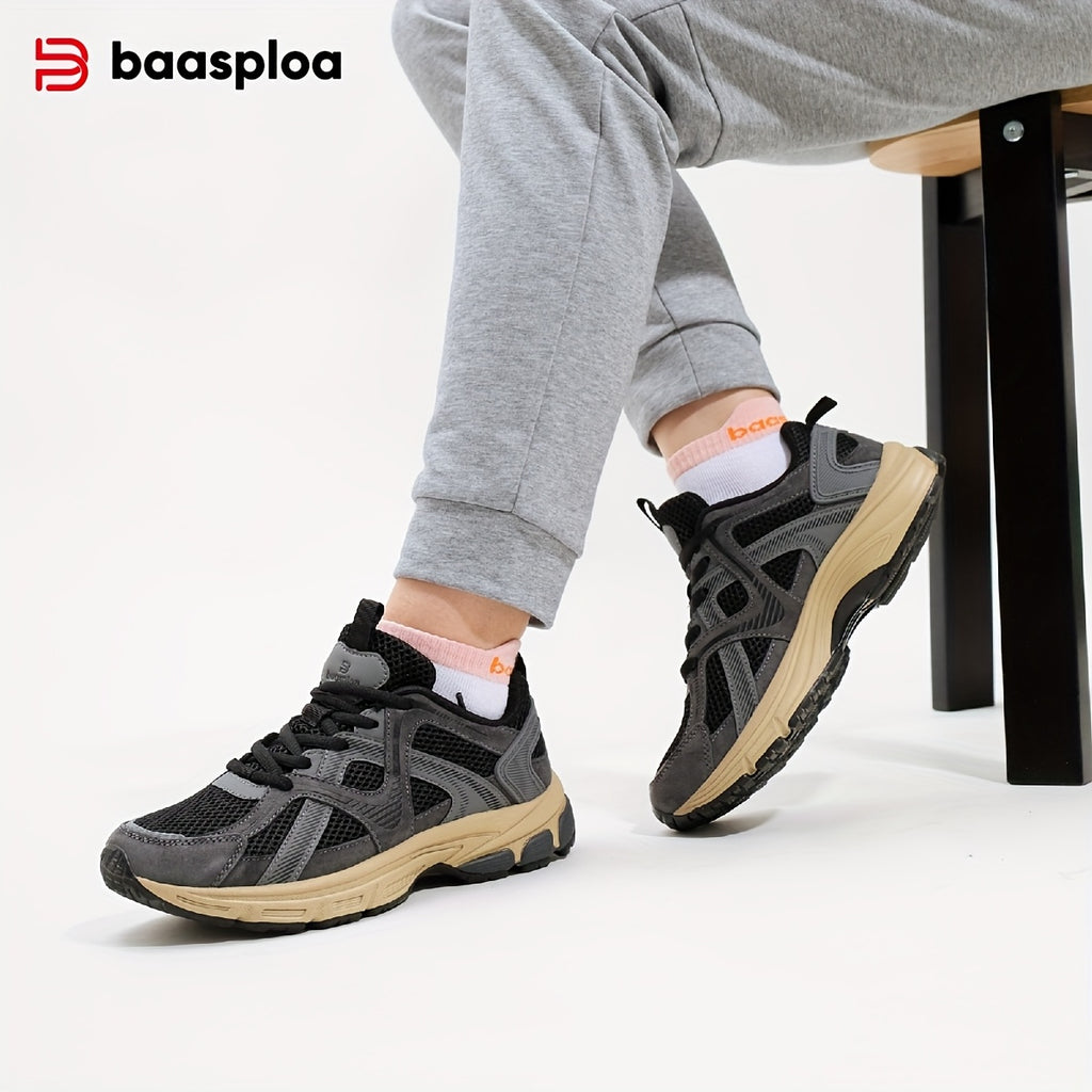 BAASPLOA Women's White\u002FGrey\u002FGreen Lightweight Breathable Running Shoes