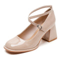 Pink 2024 New Cross-Band Mary Jane Women's Shoes French Thick Heel Single Shoes Spring