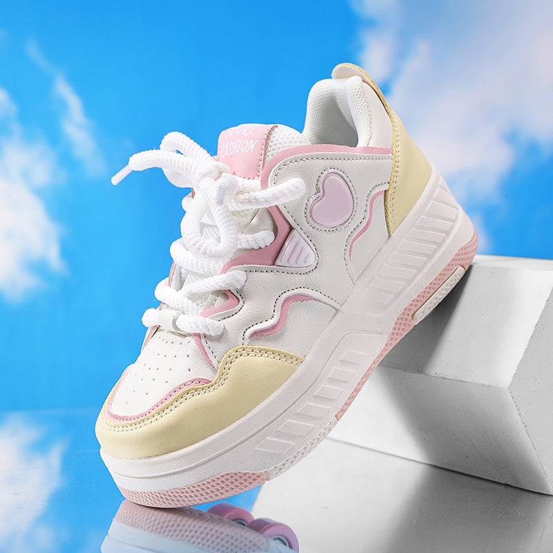 Fashionable And Versatile Breathable Lace-Up Skate Shoes for, Featuring a Sweet Heart Design