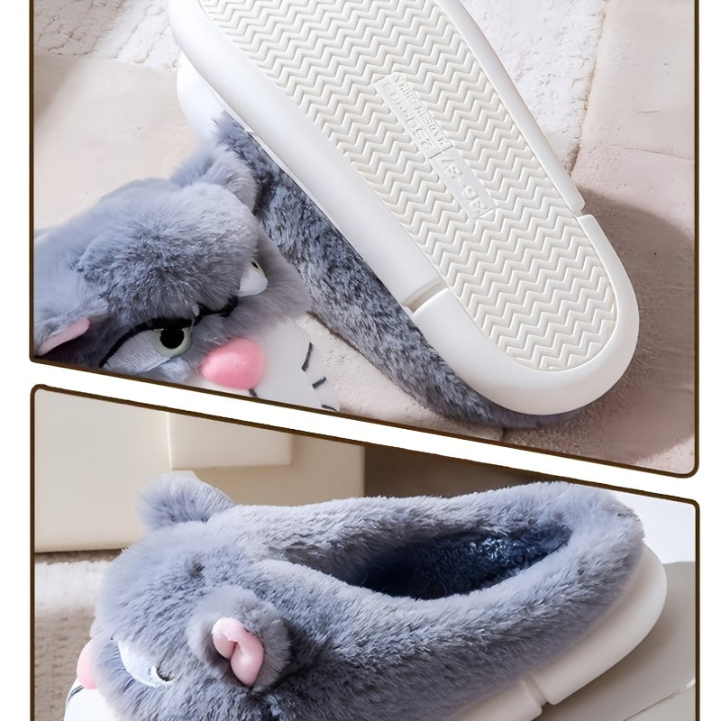 House Shoes with Cute Minnie Mouse Ears & Plush Paw Print Design