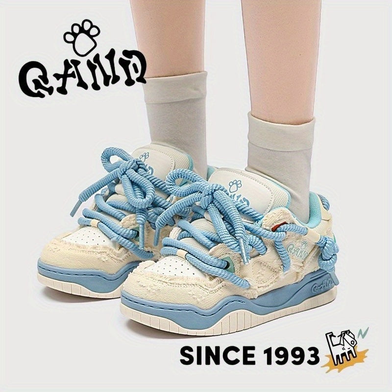 Versatile Style Q-AND Unisex Low-Top Skate Sneakers - Breathable Fabric Upper, TPR Non-Slip Sole