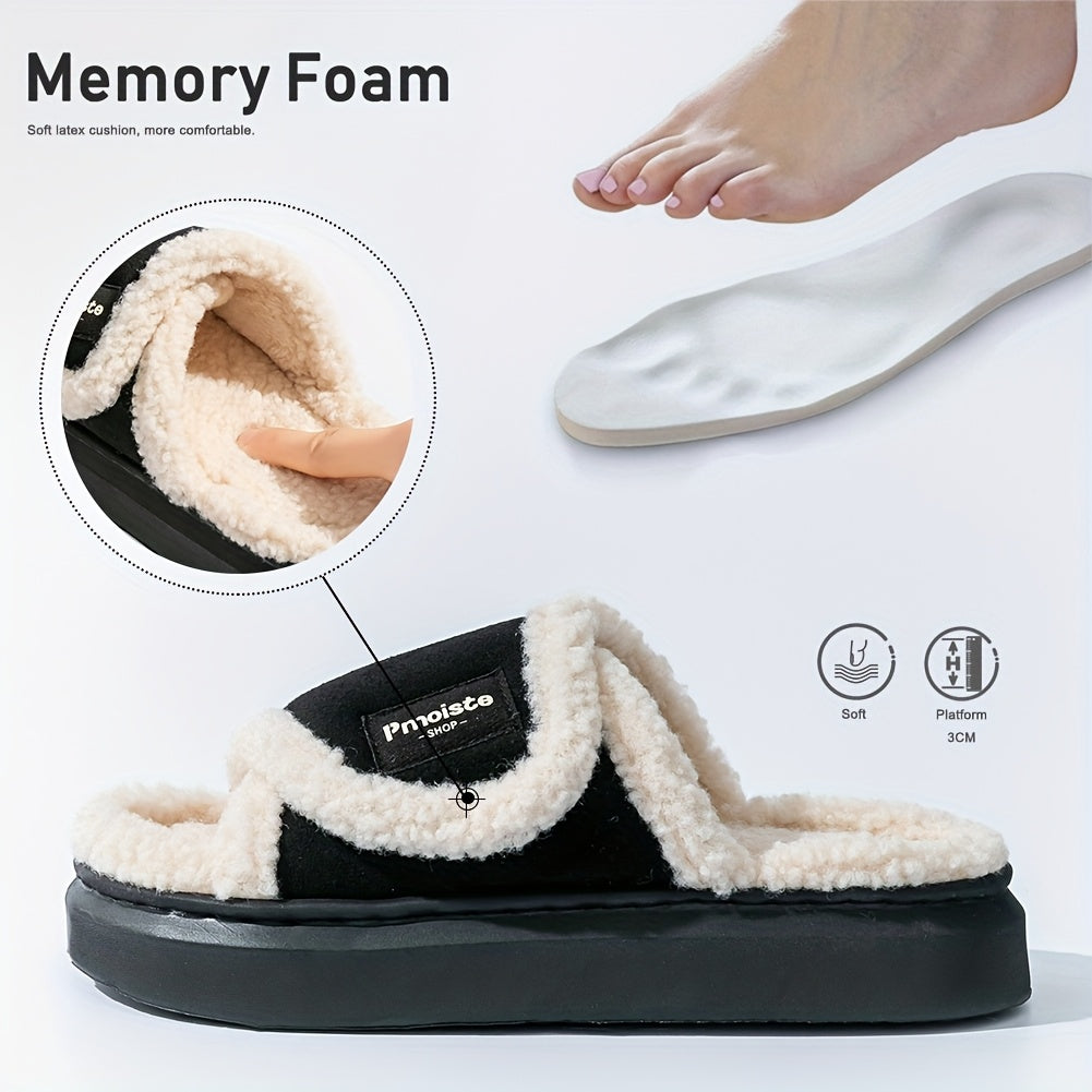 PMOISTE Women's Plush House Slippers with Arch & Closure - All-Season Indoor