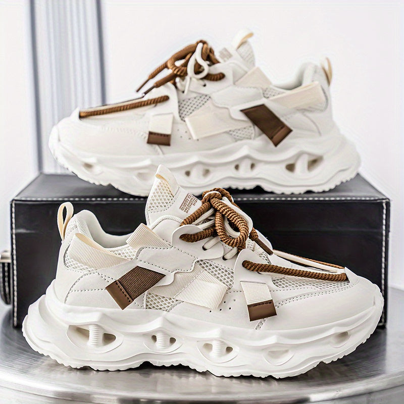 Men's & Women's Low-Top Sneakers - Cushioned Rubber Sole, Lace-Up Closure, Breathable Sneakers for Gym