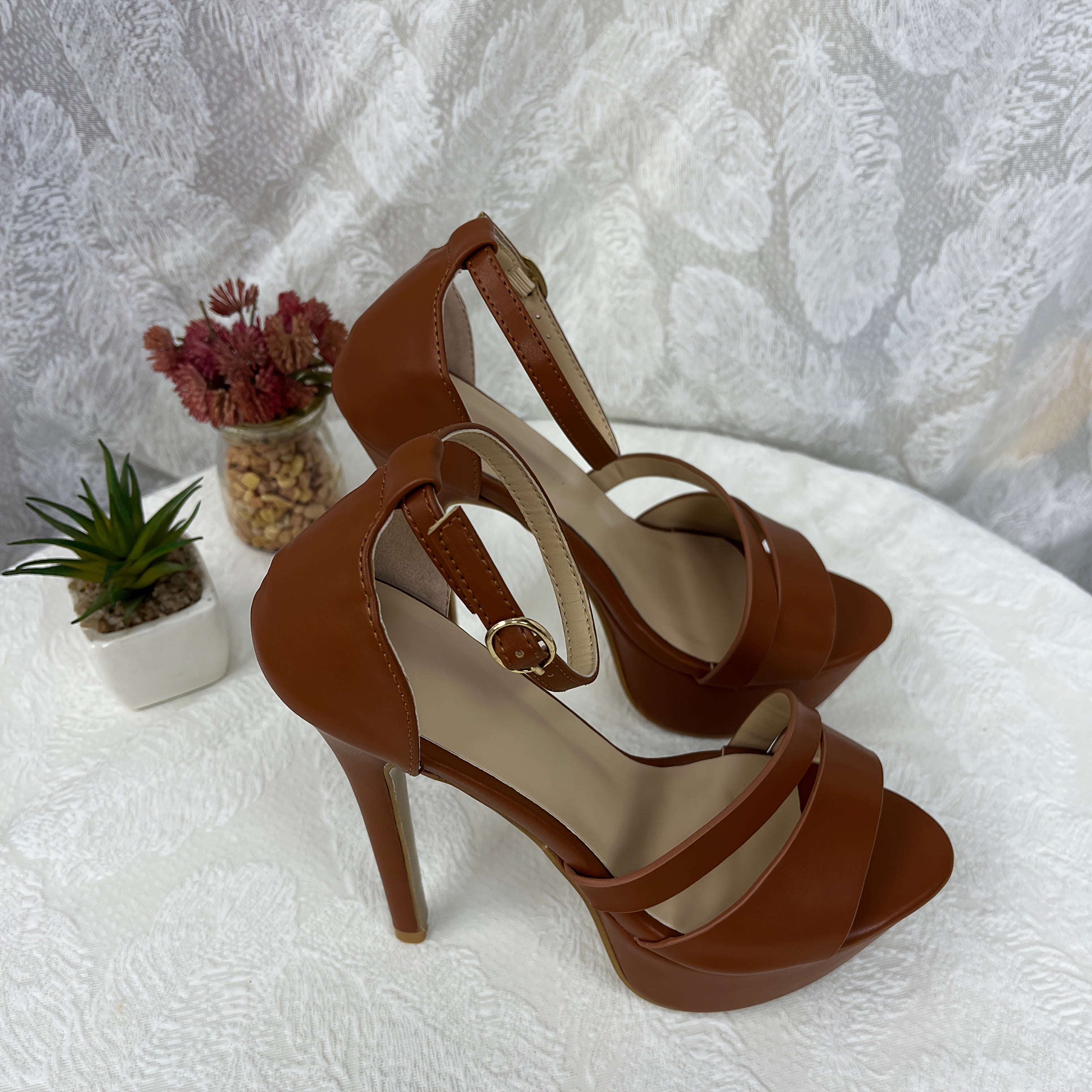 Women's High-Heeled Stiletto Sandals - Pointed Toe Mary Jane Style with Buckle Closure