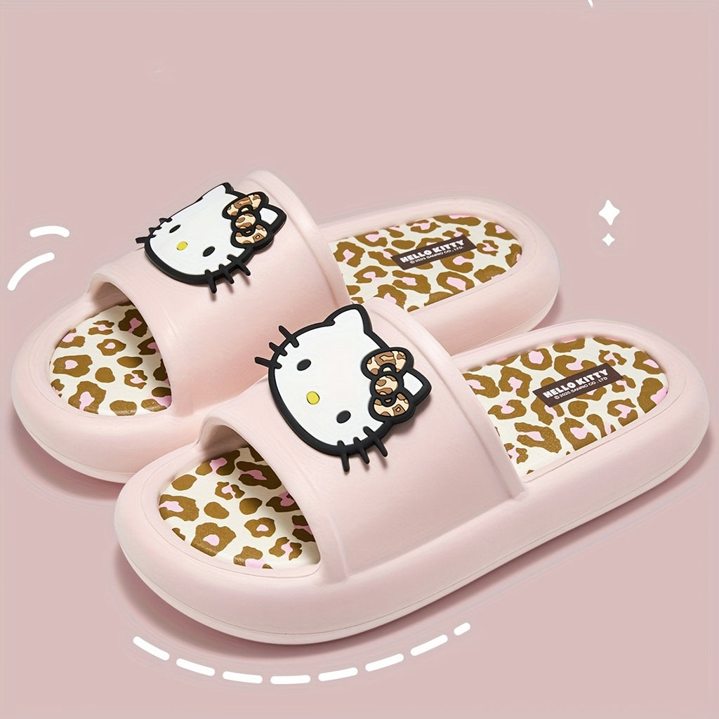 Hello Kitty Slippers Sanrio Hello Kitty Leopard Print Slippers | Cute Cartoon Design, EVA Material