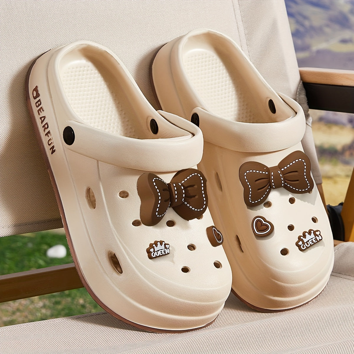 White EVA Slippers Lightweight Women's White EVA Slippers | Bow-Embellished, Thick Cushioned Sole