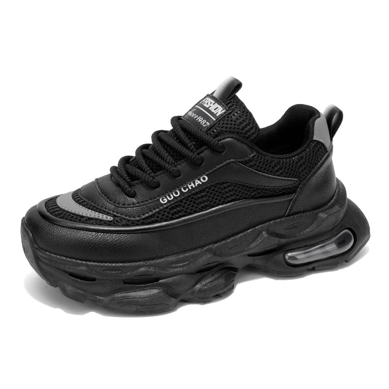 Men's Sneakers - White\u002FGreen Accents, Breathable Running Shoes with Thick Cushioned Sole