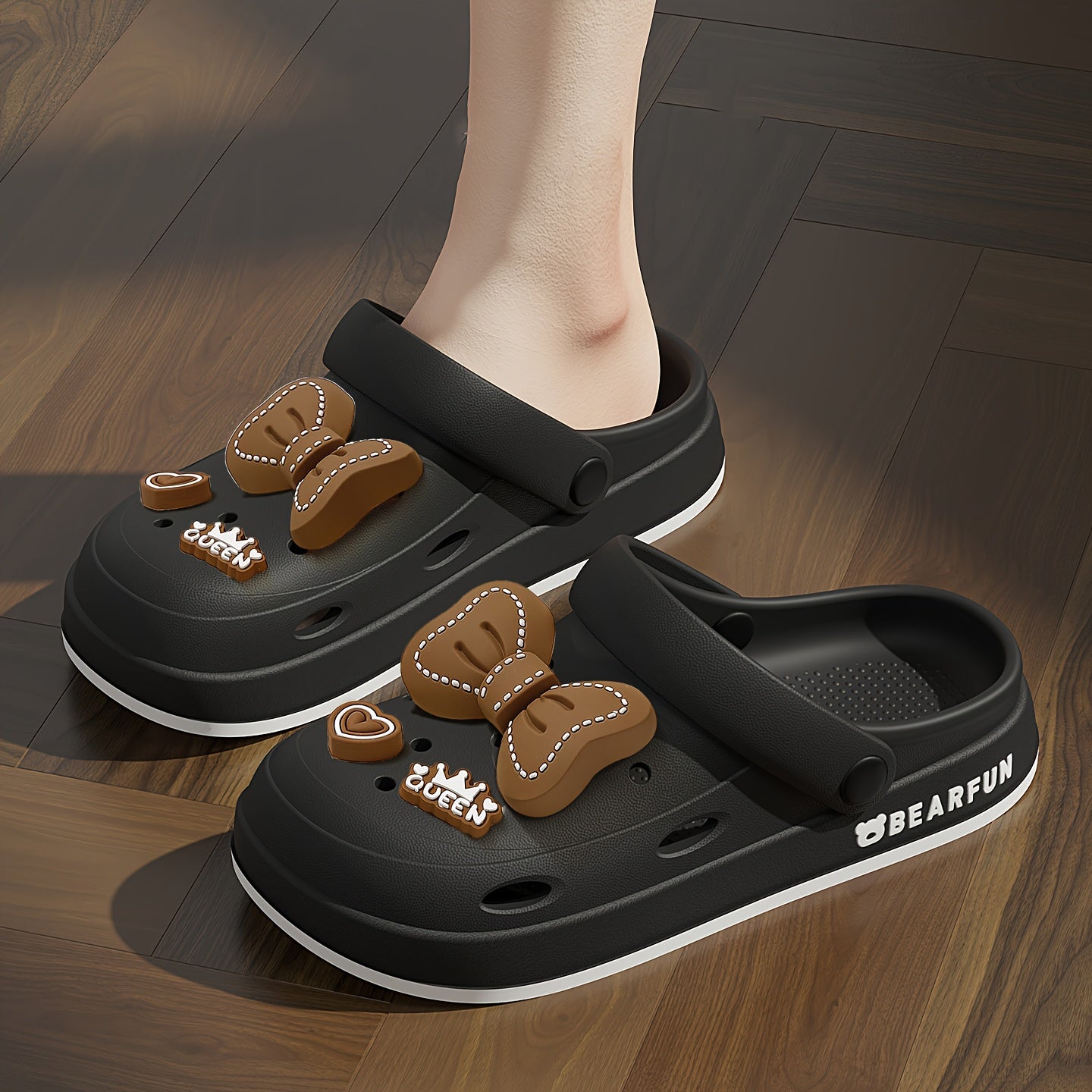 White EVA Slippers Lightweight Women's White EVA Slippers | Bow-Embellished, Thick Cushioned Sole