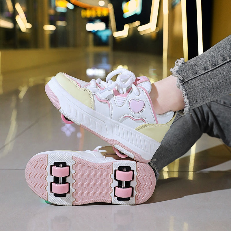 Fashionable And Versatile Breathable Lace-Up Skate Shoes for, Featuring a Sweet Heart Design