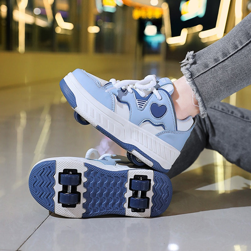 Fashionable And Versatile Breathable Lace-Up Skate Shoes for, Featuring a Sweet Heart Design