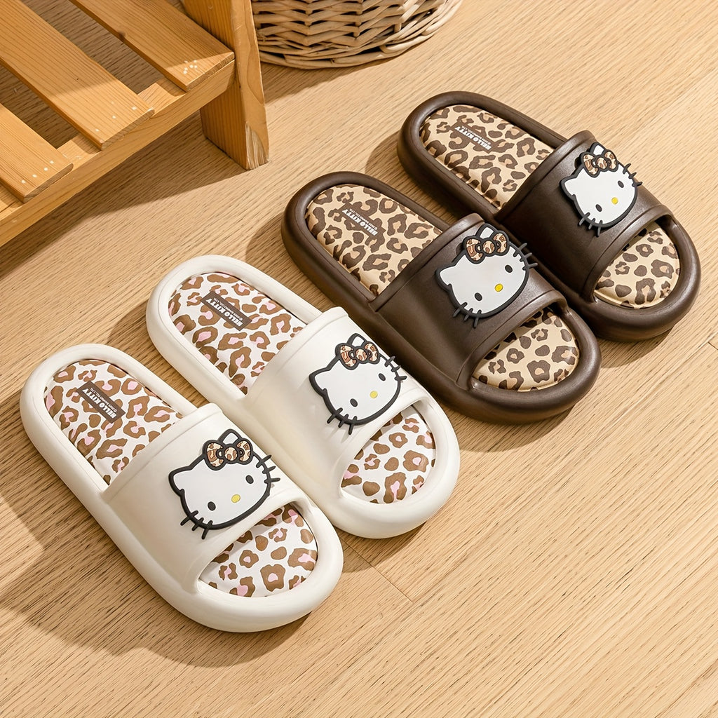 Hello Kitty Slippers Sanrio Hello Kitty Leopard Print Slippers | Cute Cartoon Design, EVA Material