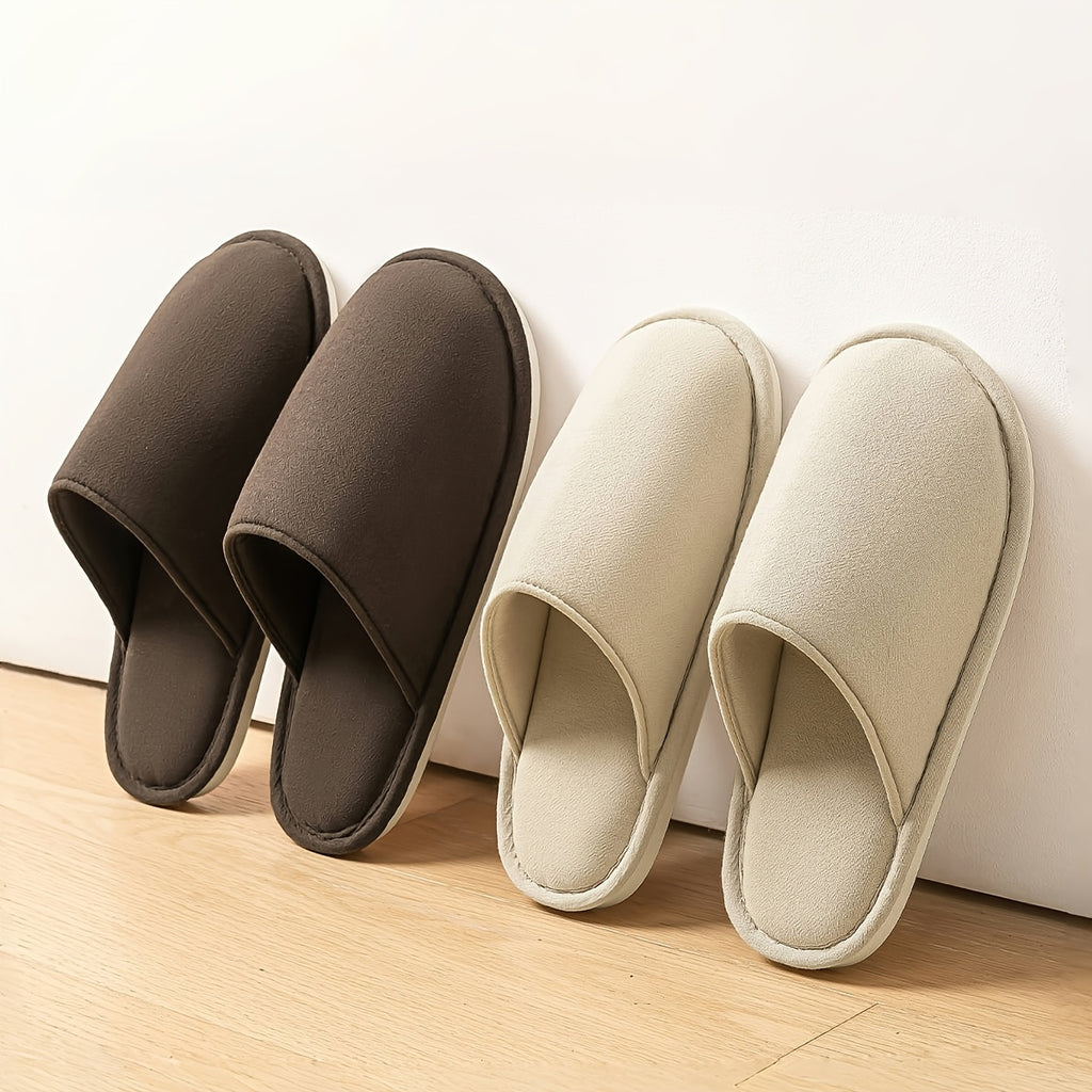 LEADNIE Unisex Winter Slippers - Soft Fabric Indoor\u002FOutdoor House Shoes with TPR Sole