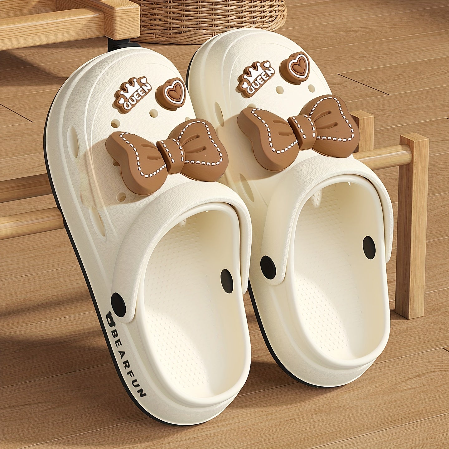 White EVA Slippers Lightweight Women's White EVA Slippers | Bow-Embellished, Thick Cushioned Sole