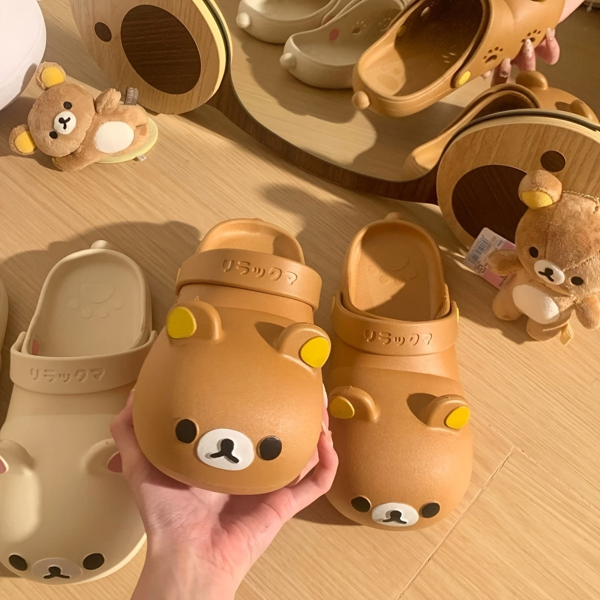 Women's Cute Bear Slip-On House Shoes - Non-Slip Bathroom Slippers, Soft EVA Cushioned Sole for Indoor