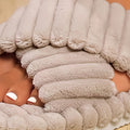 Plush Corduroy-like Slippers with Ankle Strap - Thick-Soled Open-Toe House, -Like Soft & Non-Slip Rubber Sole