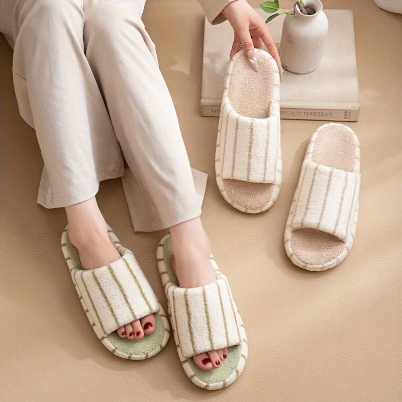 Men'S Japanese-Inspired Quiet Open-Toe Slippers - Soft Thick Sole, Non-Slip